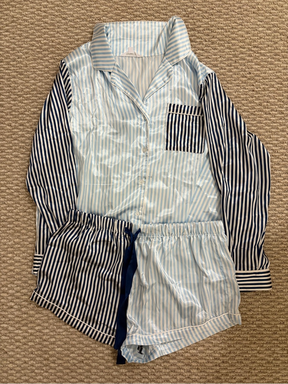BB Dakota Blue and White Striped Pajama Set
